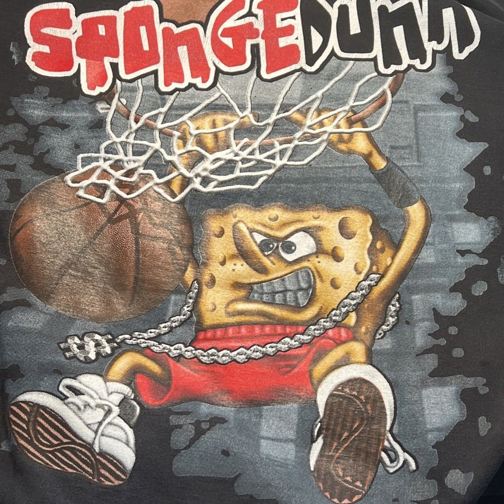Deluxe SpongeDunk Long Sleeve Mens 2XL Black Fair Graphic Basketball SpongeBob‎